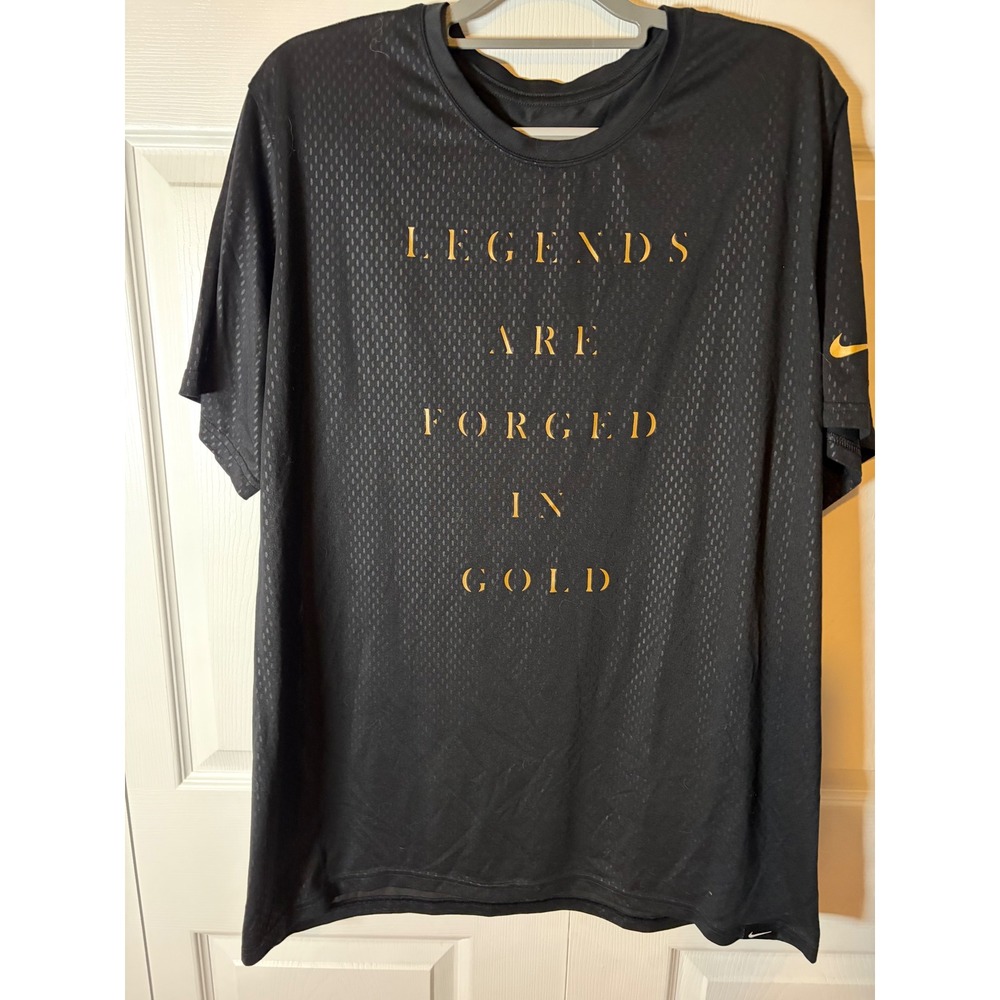 Nike Dri-FIT Legends Are Forged In Gold Black Graphic T-Shirt Mens XXL Athletic